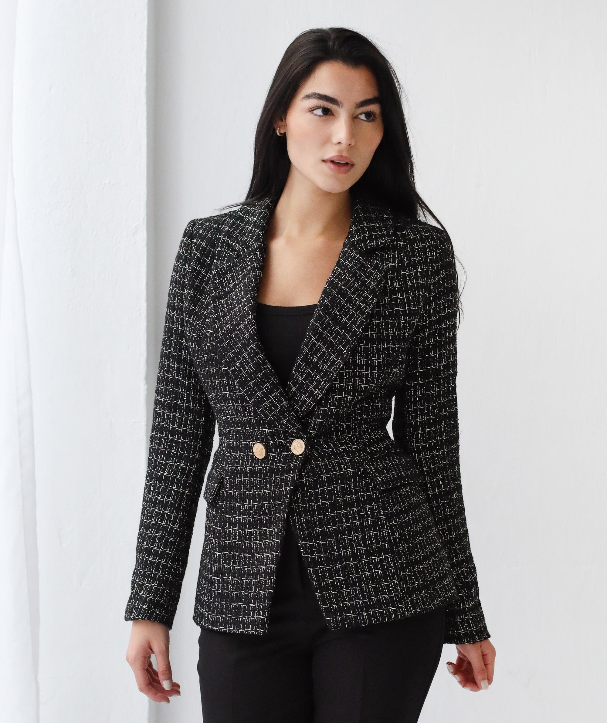 Elite Tweed Black Blazer