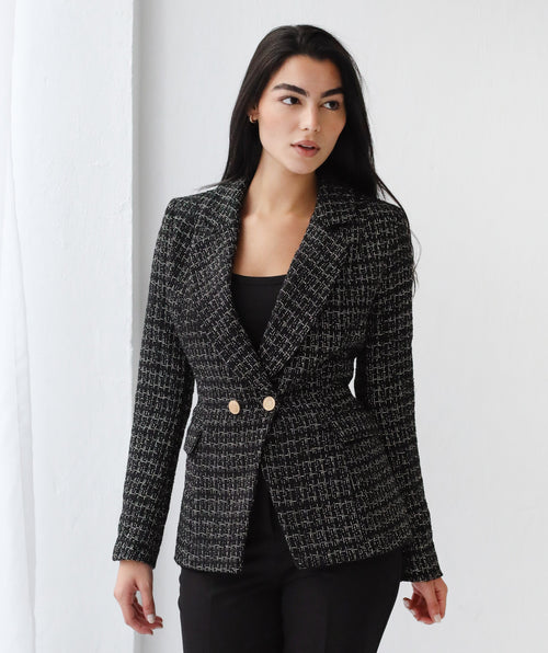 Elite Tweed Black Blazer