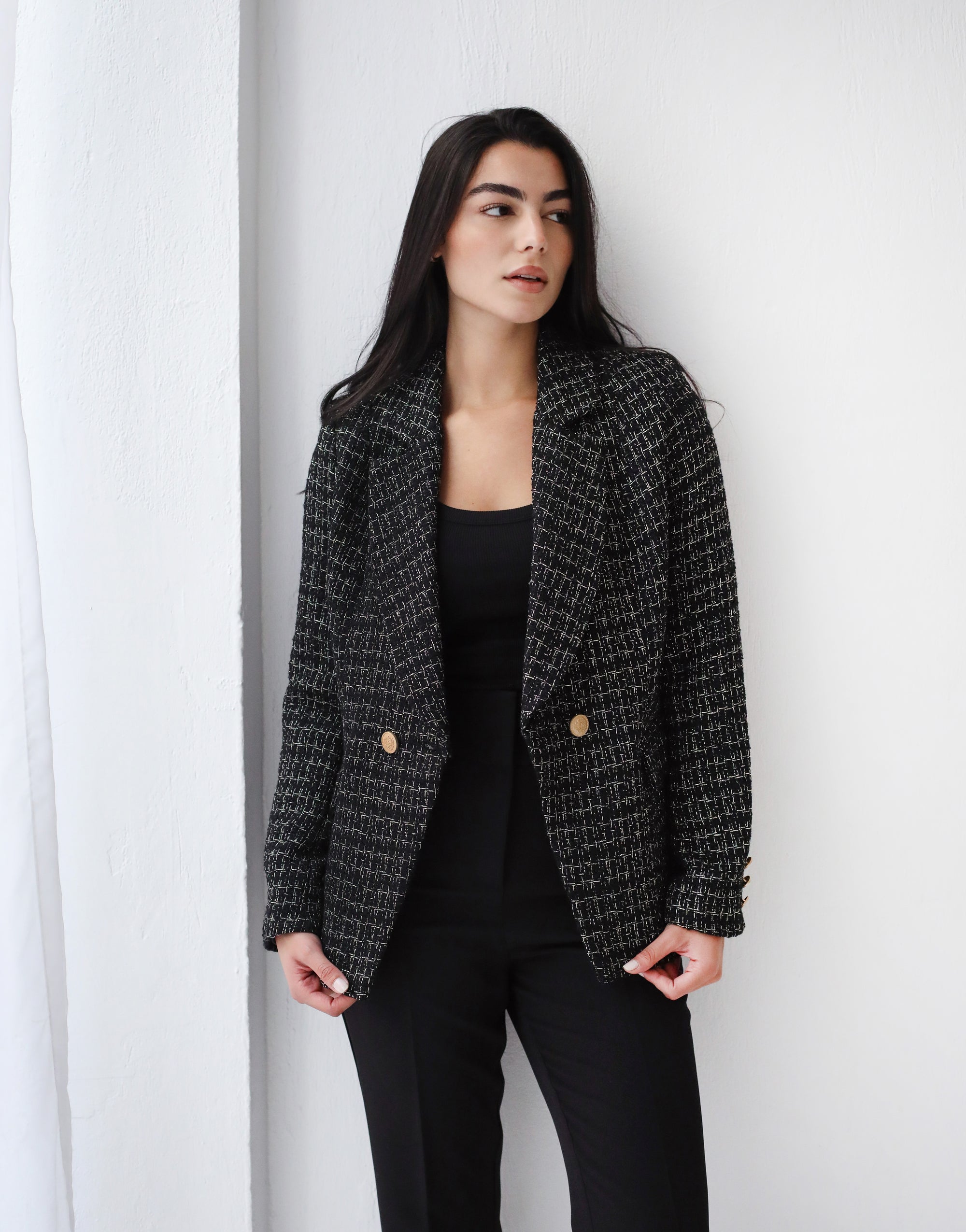 Elite Tweed Black Blazer