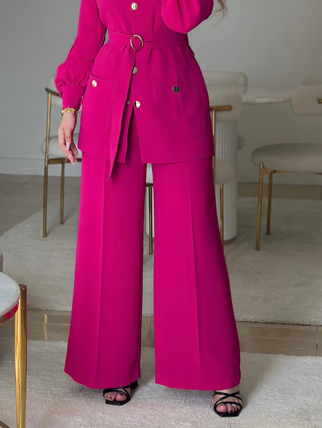 Modest Belted Set (Hot Pink)