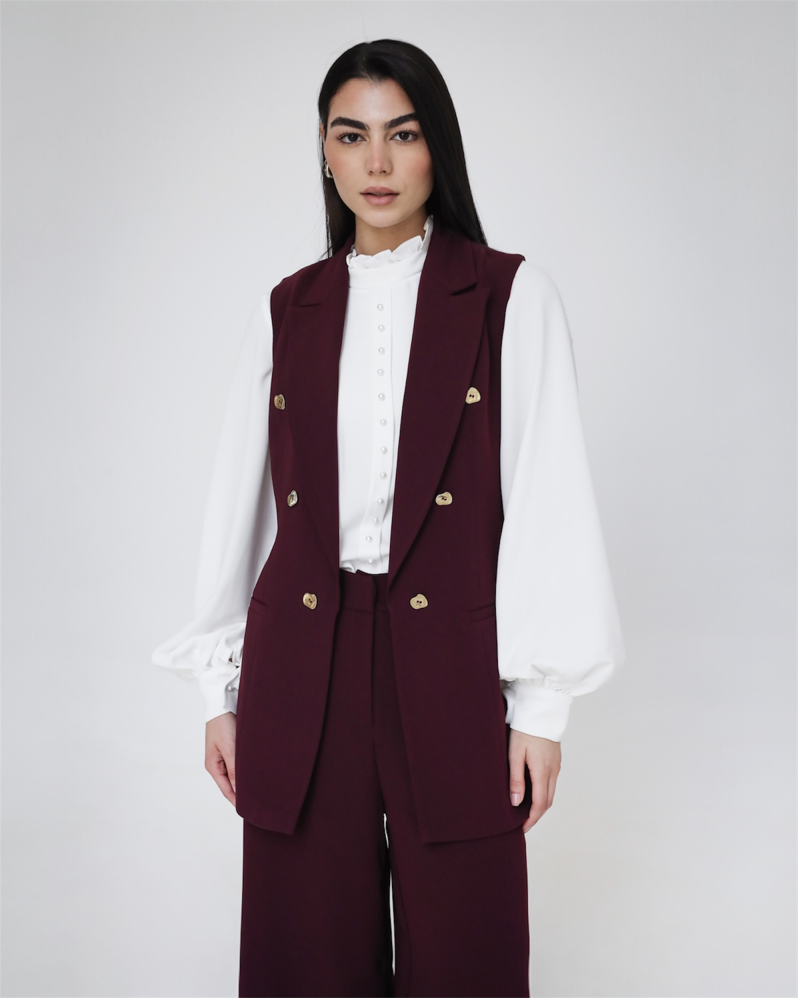 Elite Luxury Sleeves Suit Dark Red