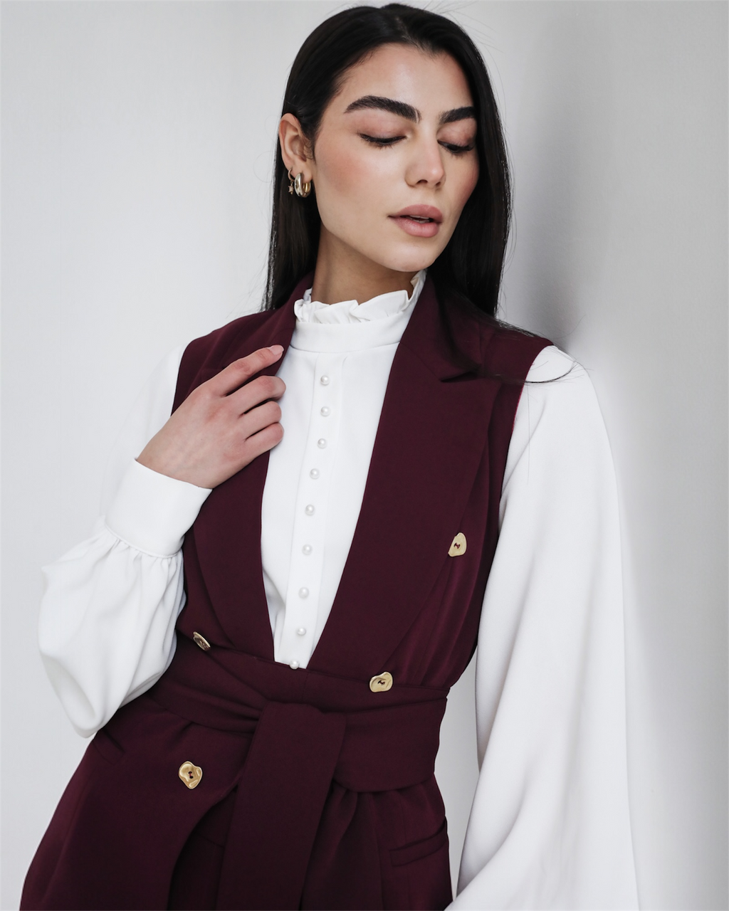Elite Luxury Sleeves Suit Dark Red