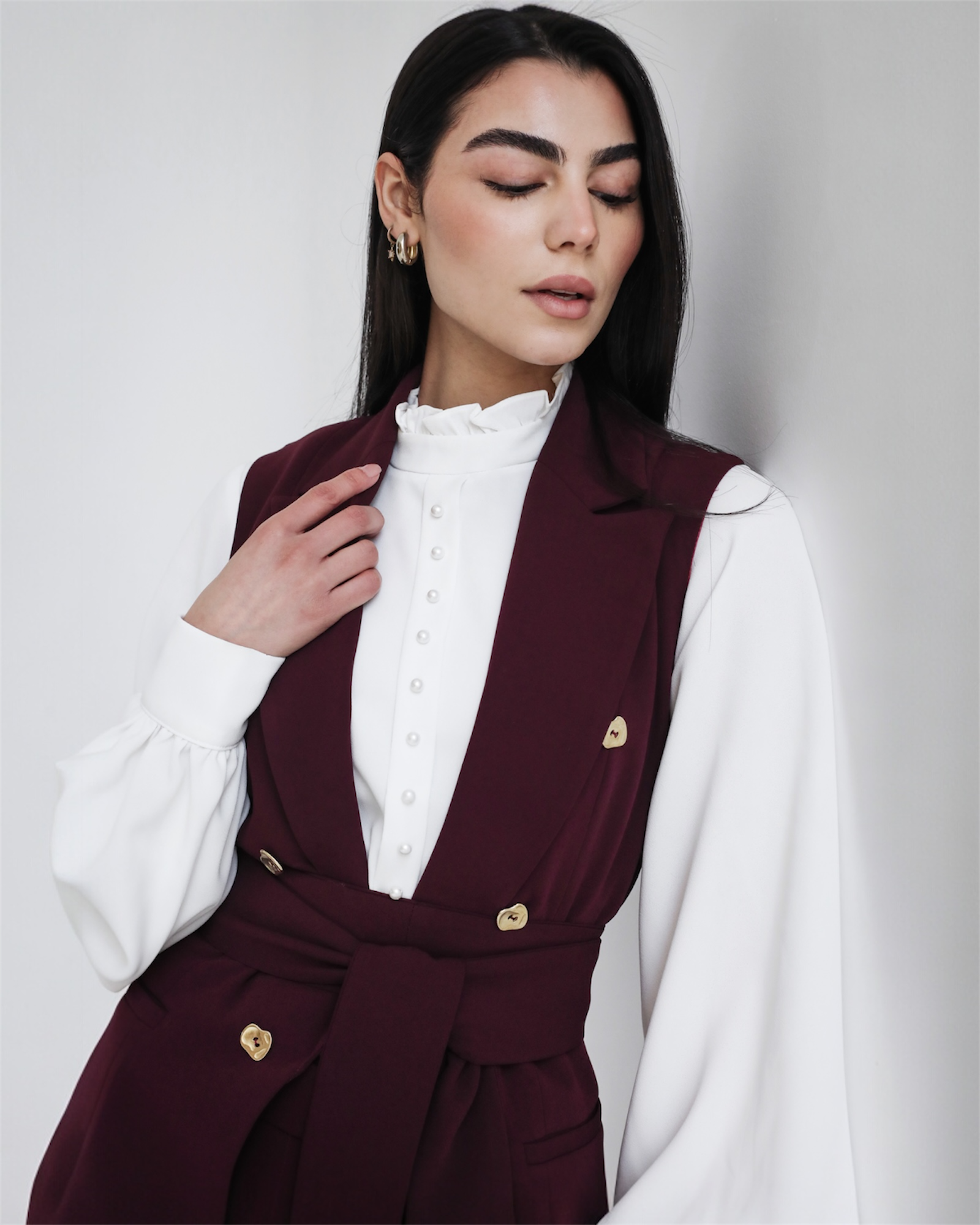Elite Luxury Sleeves Suit Dark Red