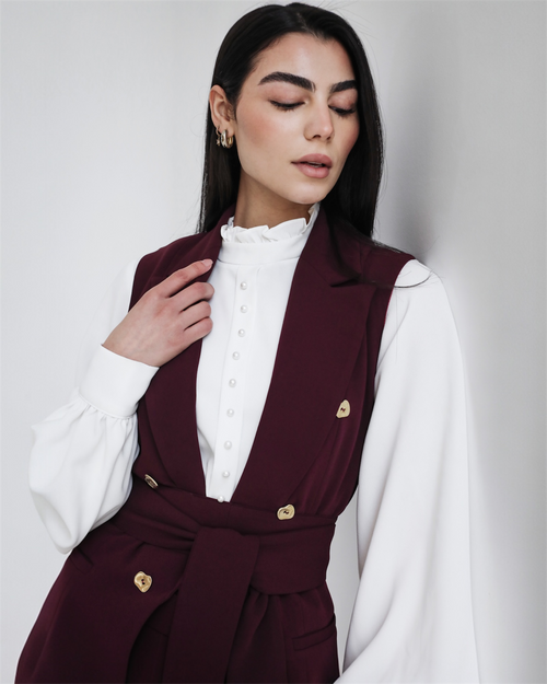 Elite Luxury Sleeves Suit Dark Red