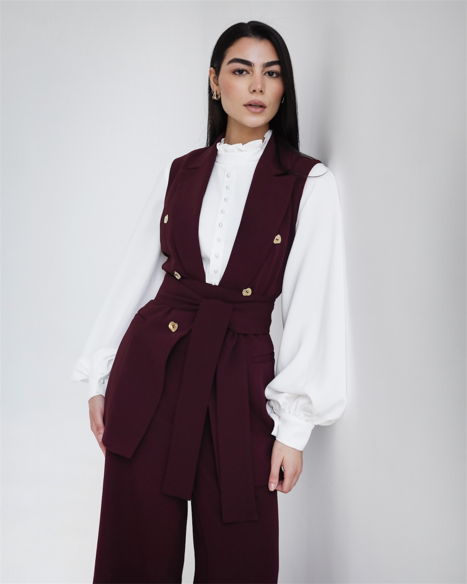 Elite Luxury Sleeves Suit Dark Red