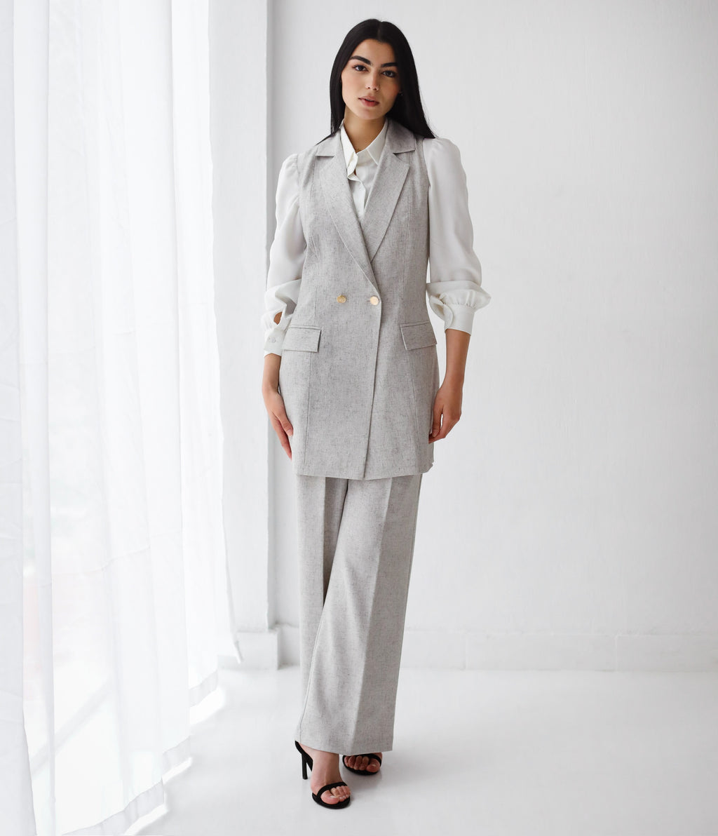 Elite Light Grey Sleeveless Suit