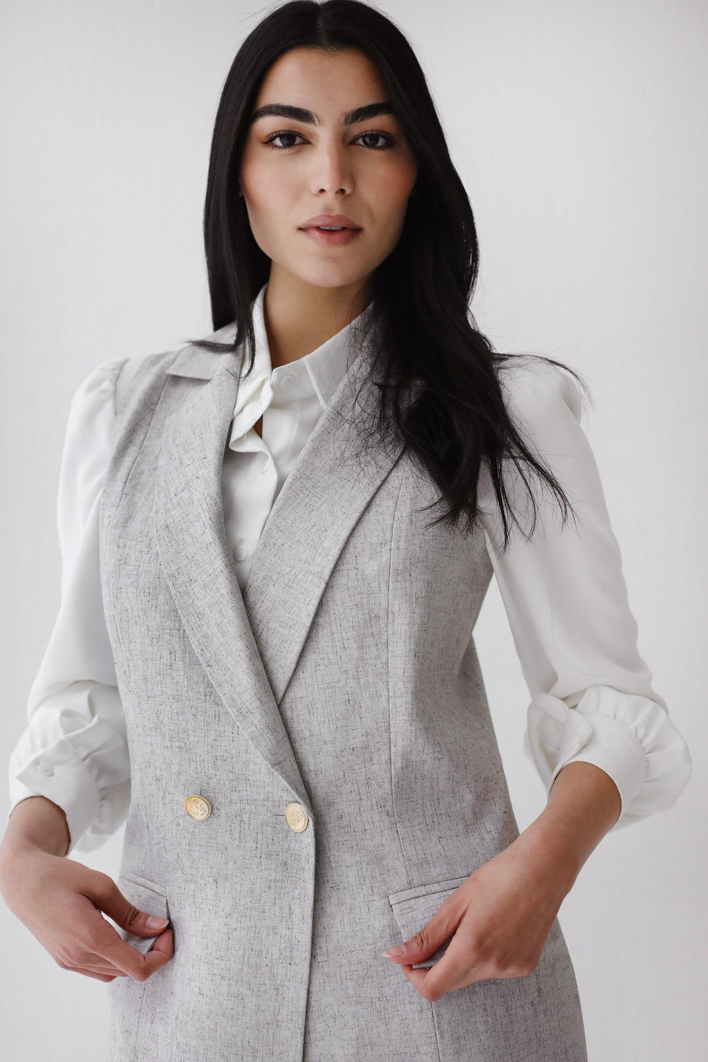 Elite Light Grey Sleeveless Suit